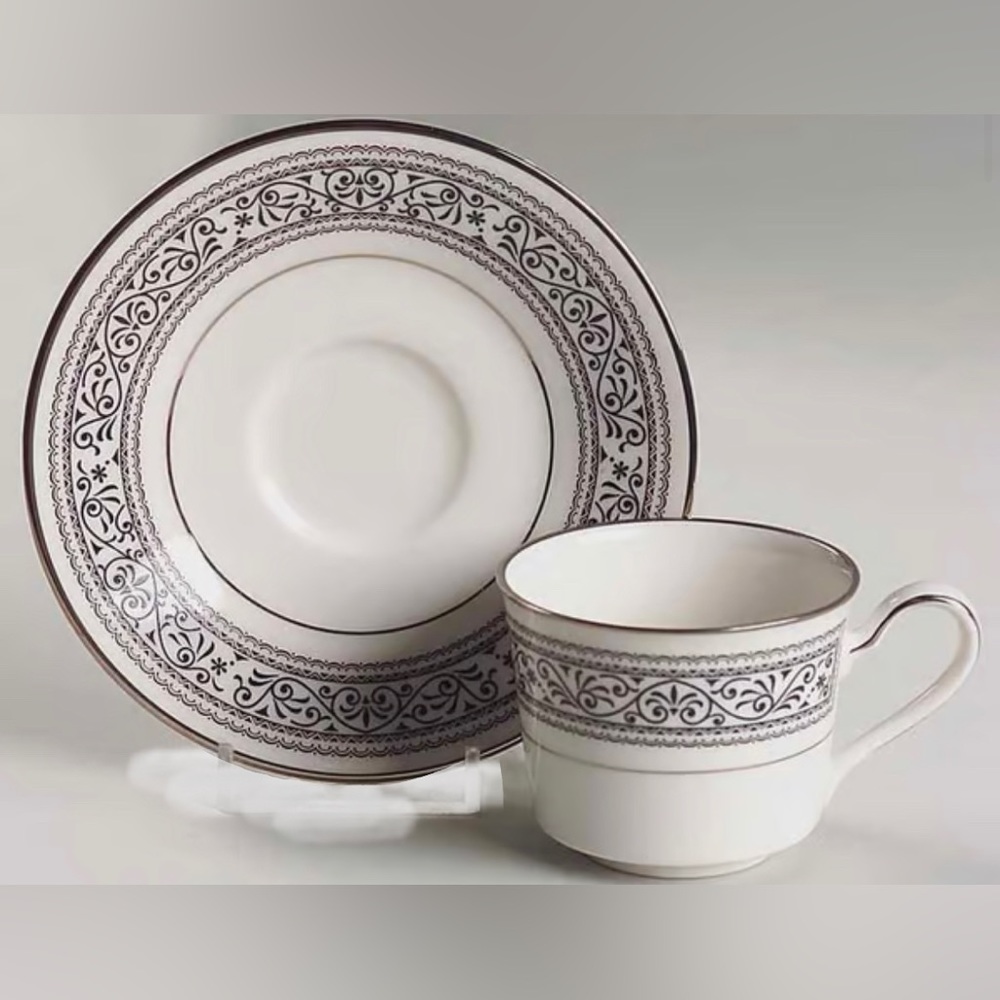 Vintage Flat Demitasse Cup & Saucer Set